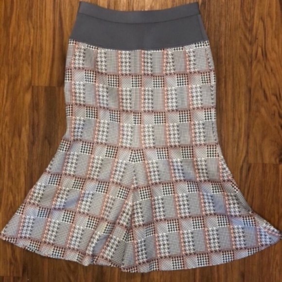 🐇HELEN LEE🐇RABBIT HOUNDSTOOTH LONG TRUMPET SKIRT - Picture 6 of 7